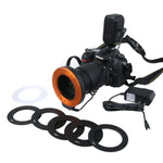 マクロレンズ用 48 LEDライト＆6アダプターリング(49mm/52mm/55mm/58mm/62mm/67mm)付き円形LEDフラッシュライト