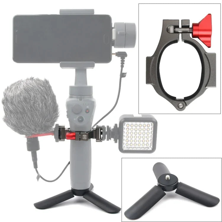 ミニ三脚マウント＋フラッシュライト延長ブラケット DJI OSMO Mobile 2用、三脚＋ブラケット DJI OSMO Mobile 2用