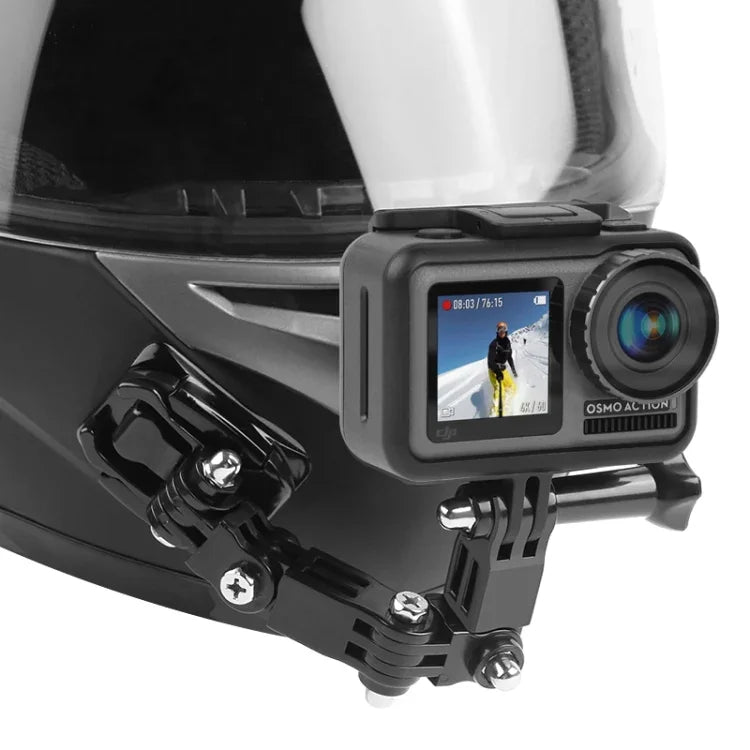 サイクリングヘルメット用接着式多関節アーム固定マウントセット Jフックバックルマウント＆ネジ付き GoPro、Insta360、DJIおよびその他アクションカメラ用, サイクリングヘルメットキット