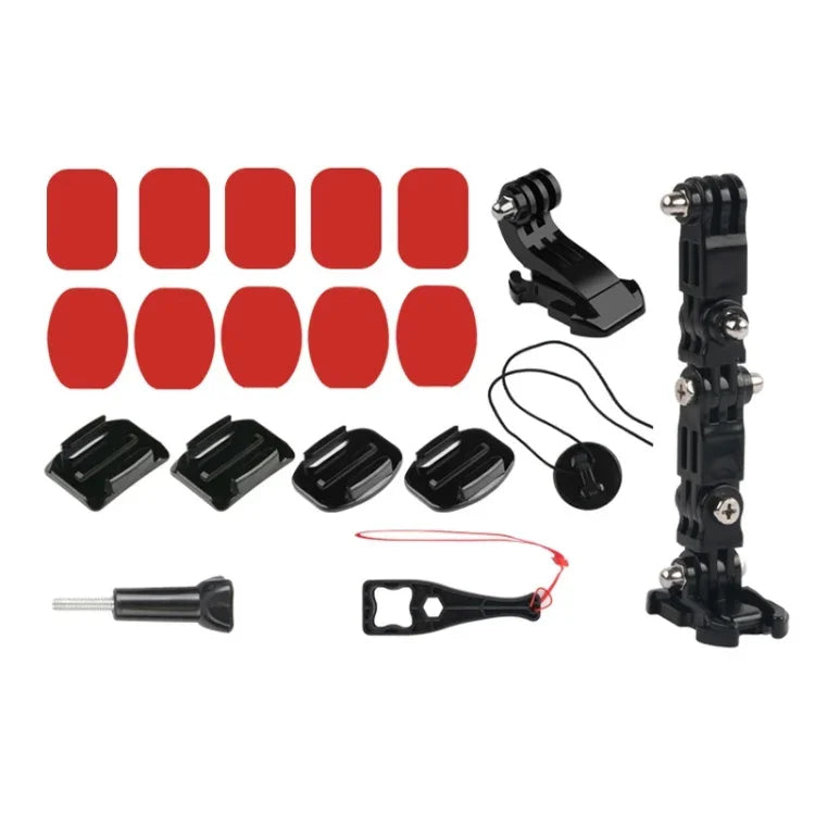 サイクリングヘルメット用接着式多関節アーム固定マウントセット Jフックバックルマウント＆ネジ付き GoPro、Insta360、DJIおよびその他アクションカメラ用, サイクリングヘルメットキット