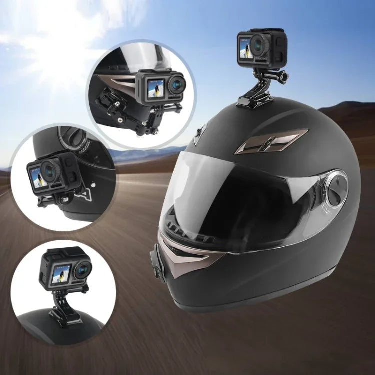 サイクリングヘルメット用接着式多関節アーム固定マウントセット Jフックバックルマウント＆ネジ付き GoPro、Insta360、DJIおよびその他アクションカメラ用, サイクリングヘルメットキット