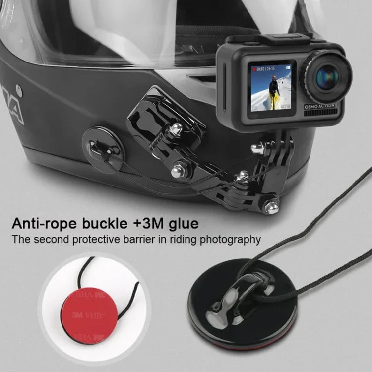 サイクリングヘルメット用接着式多関節アーム固定マウントセット Jフックバックルマウント＆ネジ付き GoPro、Insta360、DJIおよびその他アクションカメラ用, サイクリングヘルメットキット
