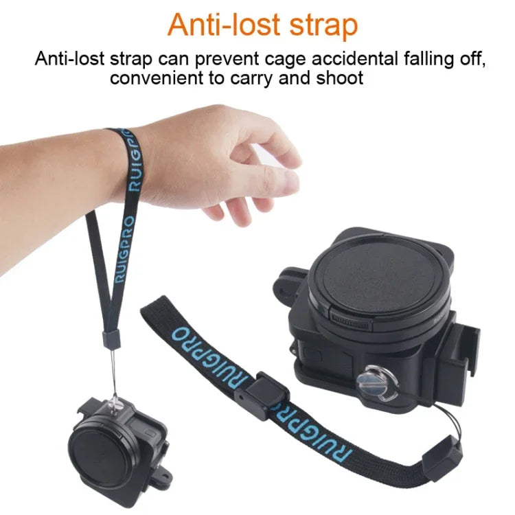 ハウジングシェル CNC アルミ合金 保護ケージ 保険フレーム付き & 52mm UV レンズ GoPro HERO7 Black /6 /5 用、52mm UV ブラック