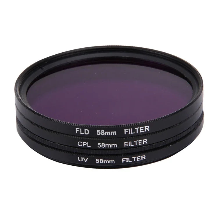 JUNESTAR 3-in-1 プロフェッショナル 58mm レンズフィルター（CPL + UV + FLD / パープル）GoPro & Xiaomi Xiaoyi Yi スポーツアクションカメラ用、3-in-1