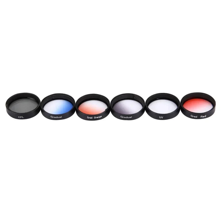 JUNESTAR 6in1 プロフェッショナル 34mmレンズフィルター(CPL + UV + グラデーションレッド + グラデーションオレンジ + グラデーションブルー + グラデーショングレー) DJI Phantom 3 & 4用