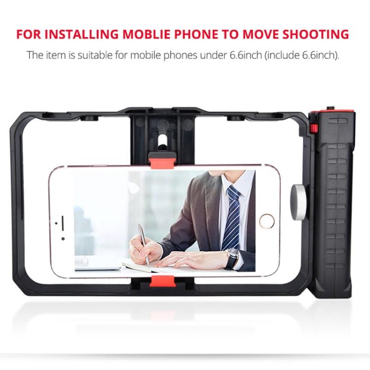 YLG0901B Vloggingライブ配信スマートフォン用プラスチックケージ ビデオリグ 映画制作録画用ハンドルスタビライザーブラケット iPhone、Galaxy、Huawei、Xiaomi、HTC、LG、Google他スマートフォン対応 YLG0901B