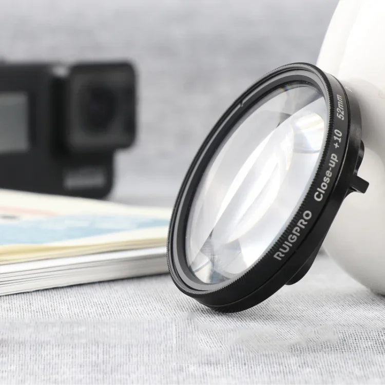 RUIGPRO GoPro HERO 7/6/5用 プロフェッショナル 52mm 10倍クローズアップレンズフィルター フィルターアダプターリング＆レンズキャップ付き, 10倍クローズアップレンズ
