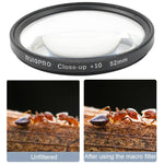 RUIGPRO GoPro HERO 7/6/5用 プロフェッショナル 52mm 10倍クローズアップレンズフィルター フィルターアダプターリング＆レンズキャップ付き, 10倍クローズアップレンズ