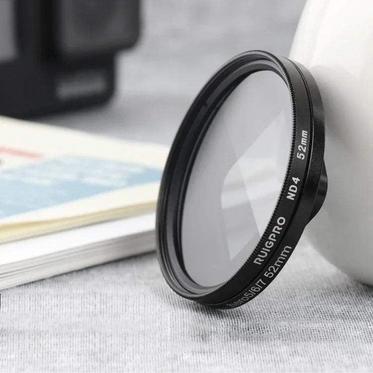 RUIGPRO GoPro HERO 7/6/5用 プロフェッショナル 52mm ND4 レンズフィルター フィルターアダプターリング＆レンズキャップ付き、ND4レンズ