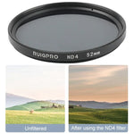 RUIGPRO GoPro HERO 7/6/5用 プロフェッショナル 52mm ND4 レンズフィルター フィルターアダプターリング＆レンズキャップ付き、ND4レンズ