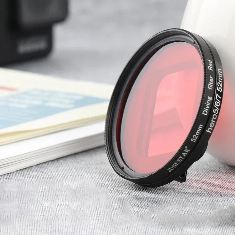 RUIGPRO GoPro HERO 7/6/5用 プロフェッショナル 52mm 赤色レンズフィルター フィルターアダプターリング＆レンズキャップ付き, 赤色レンズ