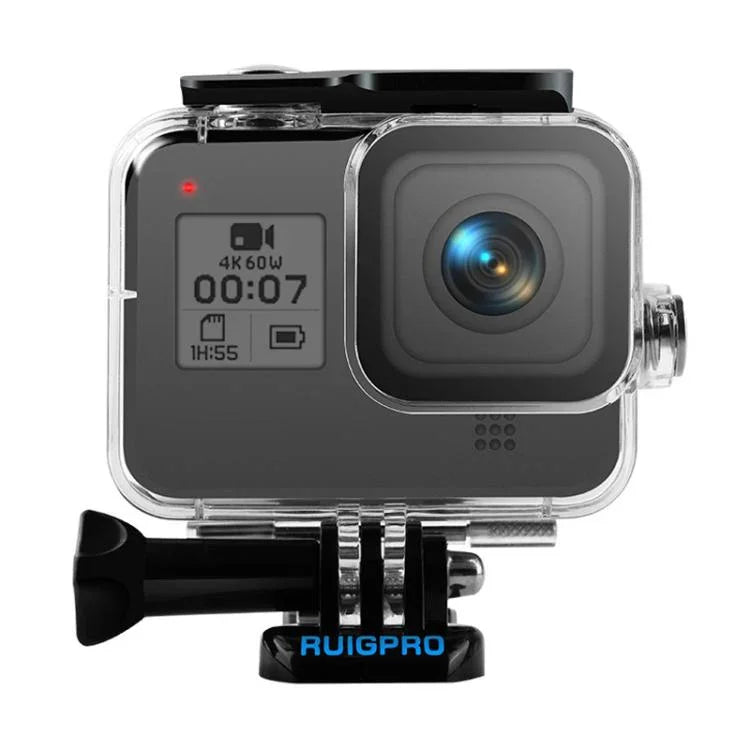 RUIGPRO GoPro HERO8 Black用 45m防水ハウジング保護ケース（バックル付き）ベーシックマウント＆ネジ付き、RUIGPRO GoPro HERO8 Black用