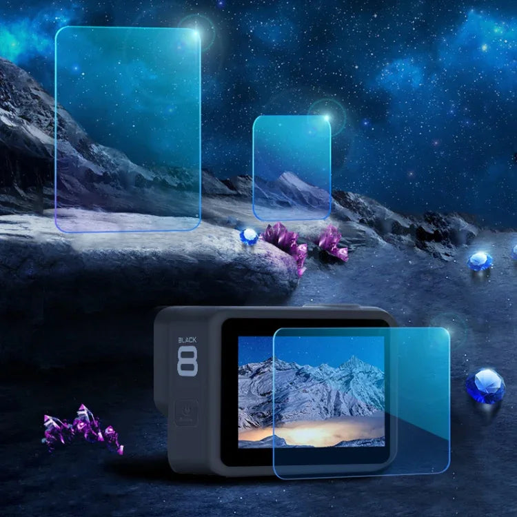 GoPro HERO8 Black用レンズ＋LCDディスプレイ強化ガラスフィルム、GoPro HERO8 Black用