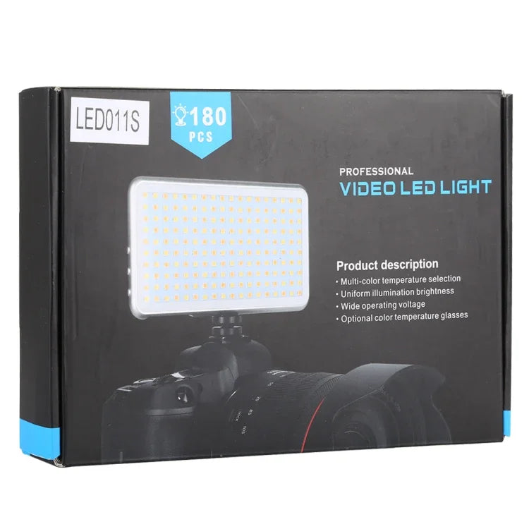 LED011S ポケット180 LEDs プロフェッショナルVlog撮影ビデオ＆フォトスタジオライト OLEDディスプレイ＆コールドシューアダプター付き Canon / Nikon DSLRカメラ用、180 LED