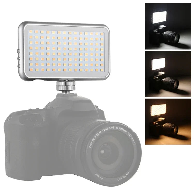 LED-013 ポケット112 LEDs プロフェッショナルVlog撮影ビデオ＆フォトスタジオライト OLEDディスプレイ＆コールドシューアダプター付き Canon / Nikon DSLRカメラ用、112 LED