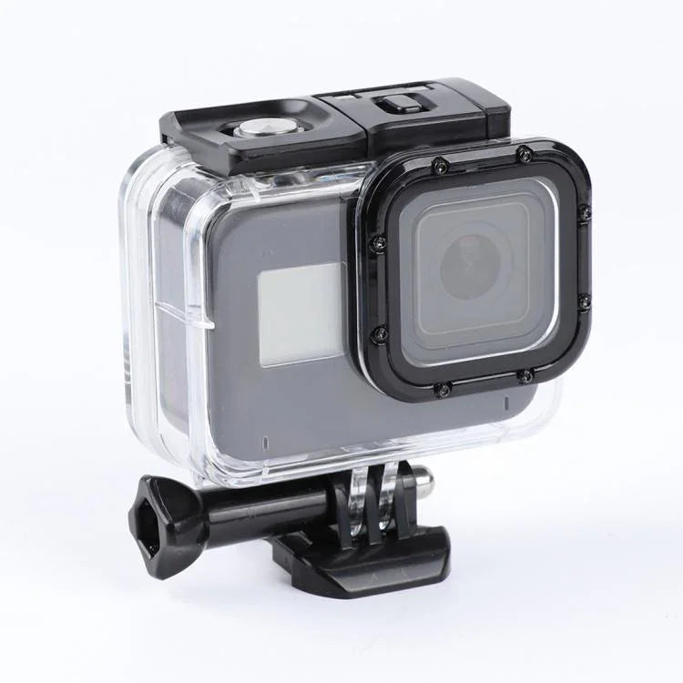 GoPro HERO8 Black用 45m防水ハウジング保護ケース（バックル付き）ベーシックマウント＆ネジ付き、GoPro HERO8 Black用