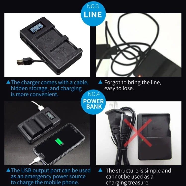 LP-E6 デジタルカメラ一眼レフバッテリー デジタルLCD充電器 Canonシリーズ用, LP-E6