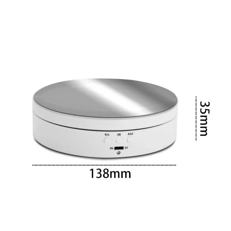 13.8cm ミラースタイル USB充電スマート360度回転ターンテーブルディスプレイスタンド ビデオ撮影小道具 ターンテーブル 写真撮影用、耐荷重3kg、13.8cm ミラー／USB(W)給電