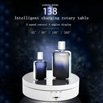 13.8cm ミラースタイル USB充電スマート360度回転ターンテーブルディスプレイスタンド ビデオ撮影小道具 ターンテーブル 写真撮影用、耐荷重3kg、13.8cm ミラー／USB(W)給電
