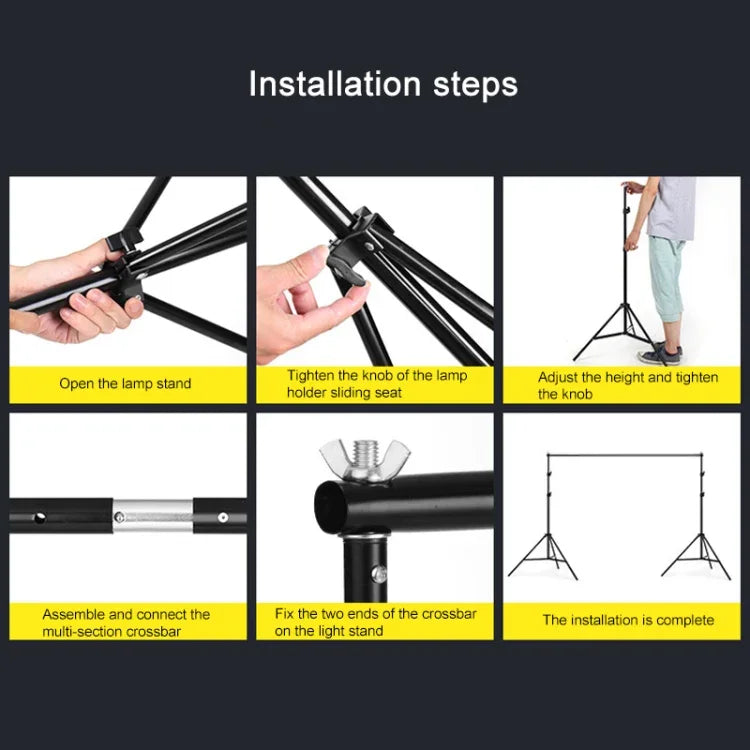 200x200cm フォトスタジオ背景サポートスタンド バックドロップクロスバーブラケットキット、200x200cm