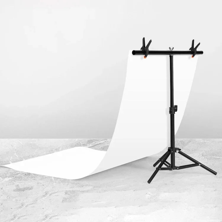 70x75cm T字型フォトスタジオ背景サポートスタンド バックドロップクロスバーブラケットキット クリップ付き、バックドロップなし、70x75cm