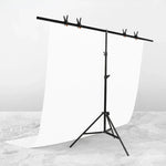 200x200cm T字型フォトスタジオ背景サポートスタンド バックドロップクロスバーブラケットキット（クリップ付き）、背景なし、200x200cm