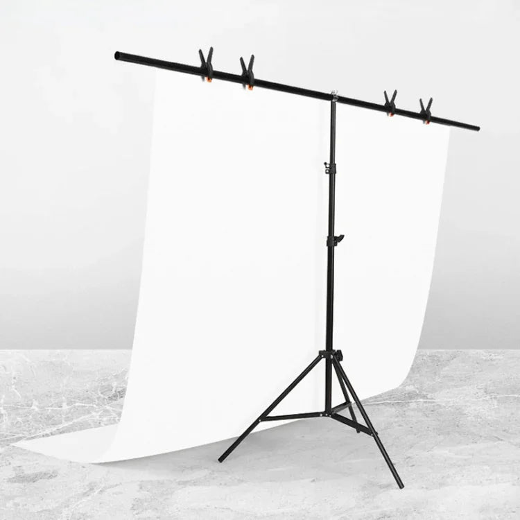 200x200cm T字型フォトスタジオ背景サポートスタンド バックドロップクロスバーブラケットキット（クリップ付き）、背景なし、200x200cm