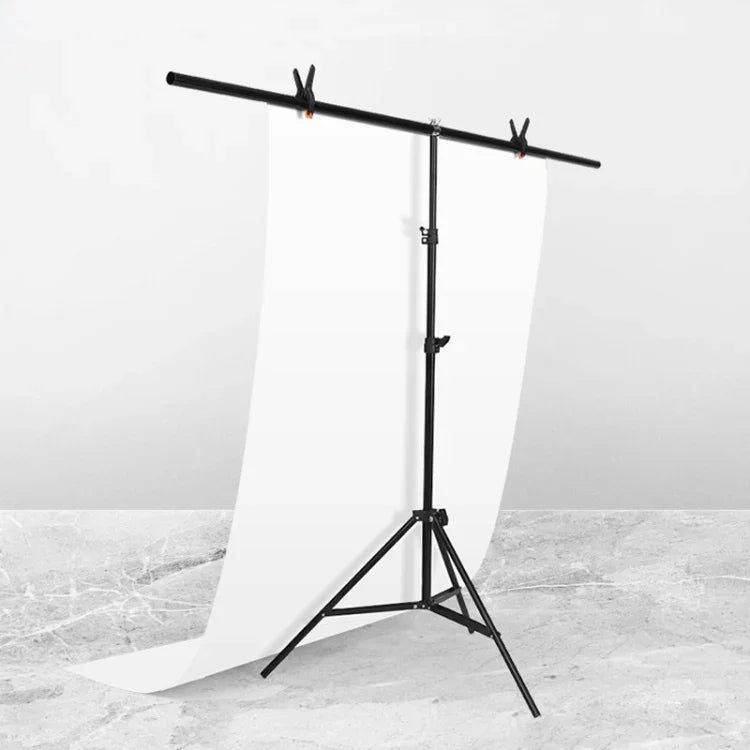 150x200cm T字型 フォトスタジオ背景サポートスタンド バックドロップ クロスバーブラケットキット クリップ付き、背景布なし, 150x200cm