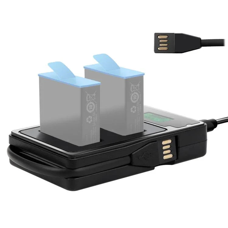 LCD画面付きデュアルバッテリーチャージャー 充電容量表示 GoPro HERO9 Black / HERO10 Black対応, 充電容量表示付き