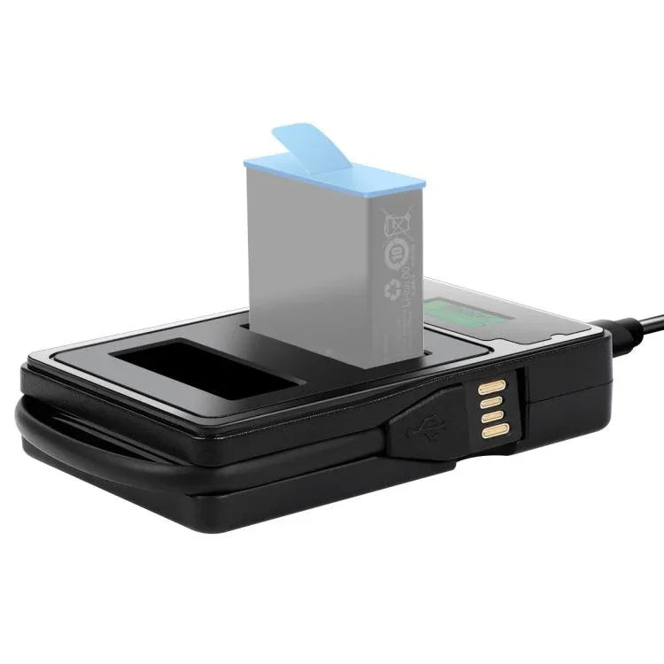 LCD画面付きデュアルバッテリーチャージャー 充電容量表示 GoPro HERO9 Black / HERO10 Black対応, 充電容量表示付き