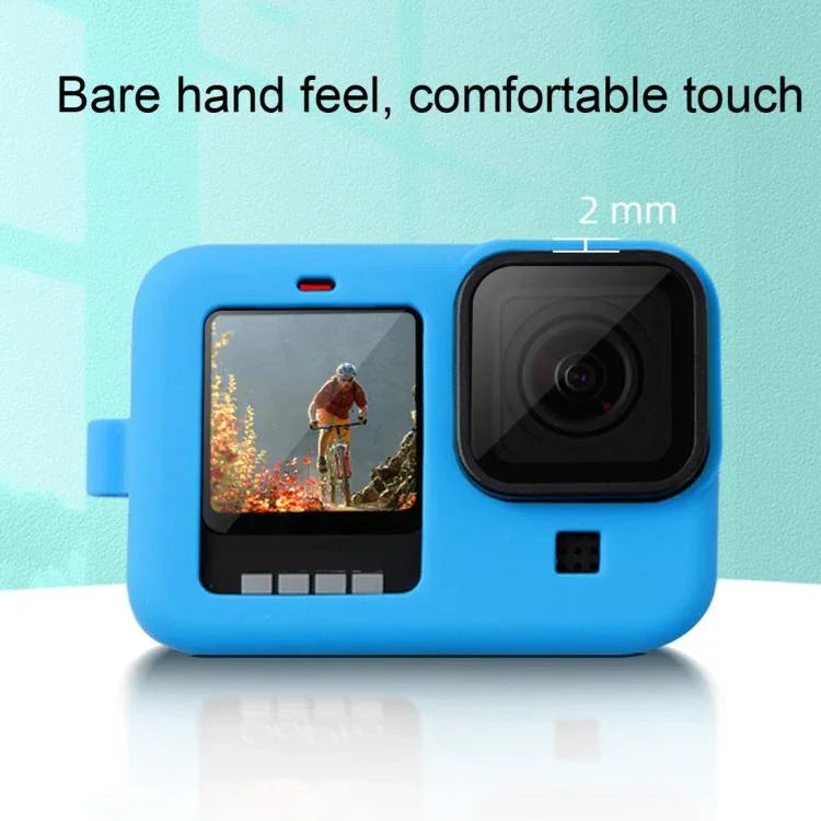 GoPro HERO10 Black / HERO9 Black 用シリコン保護ケースカバー（リストストラップ＆レンズカバー付き）、GoPro HERO10 Black 用