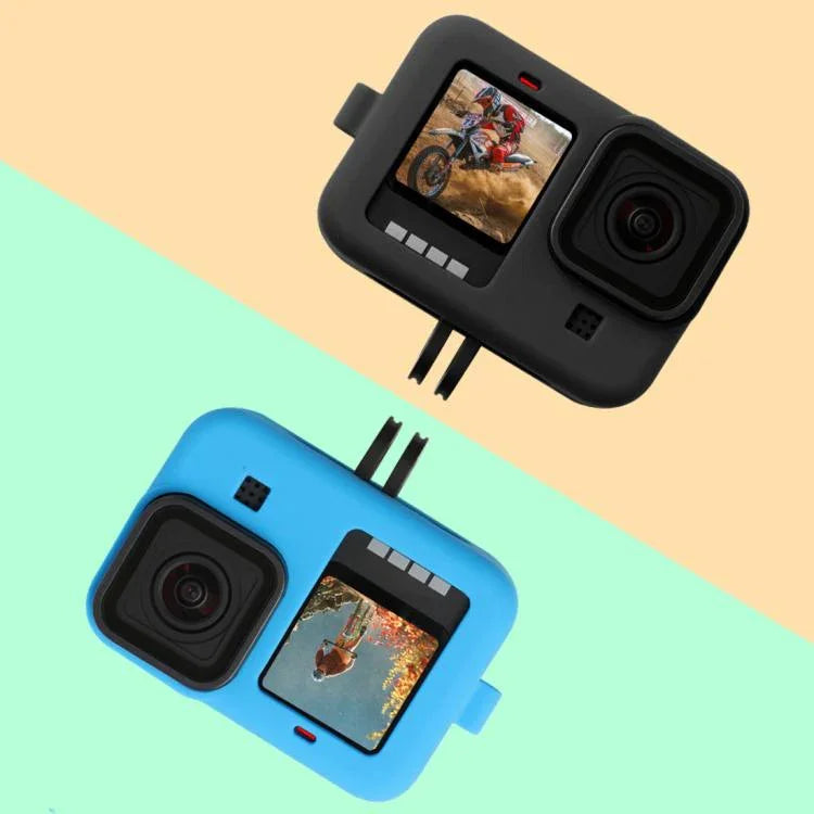 GoPro HERO10 Black / HERO9 Black 用シリコン保護ケースカバー（リストストラップ＆レンズカバー付き）、GoPro HERO10 Black 用