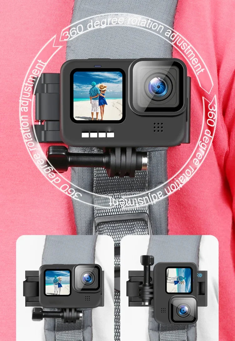 RUIGPRO 360度回転クイックリリースストラップマウント ショルダーバックパックマウント GoPro、Insta360、DJI 他アクションカメラ対応