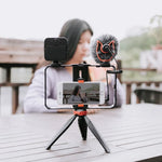 YELANGU PC204 YLG1801D Vlogging ライブ配信 LED 自撮りライト スマートフォン ビデオリグ ハンドル スタビライザーブラケットキット マイク＆三脚付き, PC204