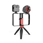 YELANGU PC204 YLG1801D Vlogging ライブ配信 LED 自撮りライト スマートフォン ビデオリグ ハンドル スタビライザーブラケットキット マイク＆三脚付き, PC204