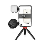 YELANGU PC204 YLG1801D Vlogging ライブ配信 LED 自撮りライト スマートフォン ビデオリグ ハンドル スタビライザーブラケットキット マイク＆三脚付き, PC204