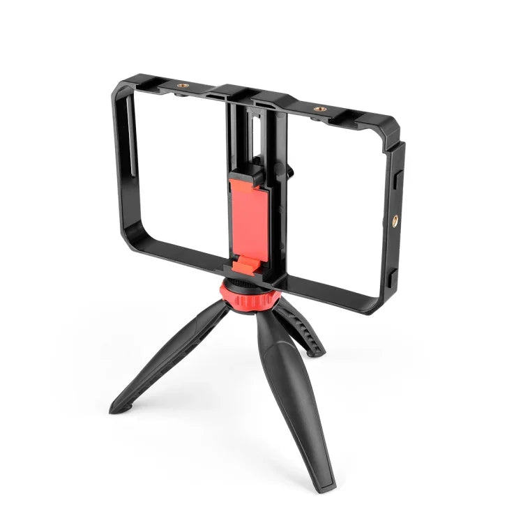 YELANGU PC204 YLG1801D Vlogging ライブ配信 LED 自撮りライト スマートフォン ビデオリグ ハンドル スタビライザーブラケットキット マイク＆三脚付き, PC204