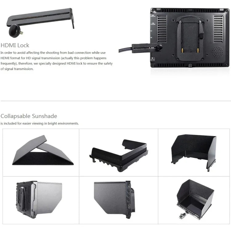 FEELWORLD FW759 1280x800 7インチ IPSスクリーン 超薄型 HD カメラフィールドモニター, FW759