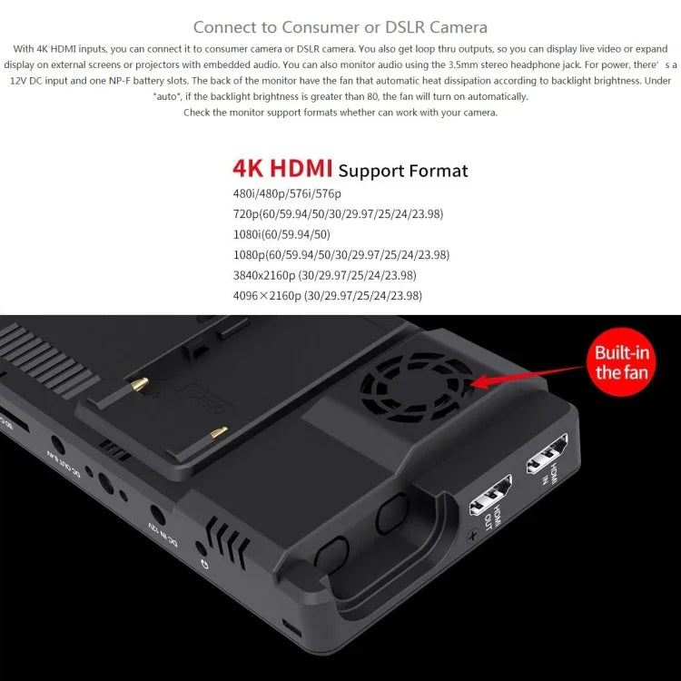 FEELWORLD LUT6 1920x1080 2600ニット 6インチ IPSスクリーン HDMI 4K タッチコントロール カメラフィールドモニター、LUT6