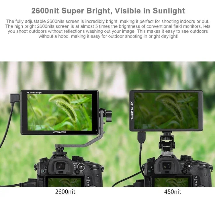 FEELWORLD LUT6S 1920x1080 2600ニット 6インチIPSスクリーン HDMI 4Kタッチスクリーン SDI HDIカメラフィールドモニター、LUT6S