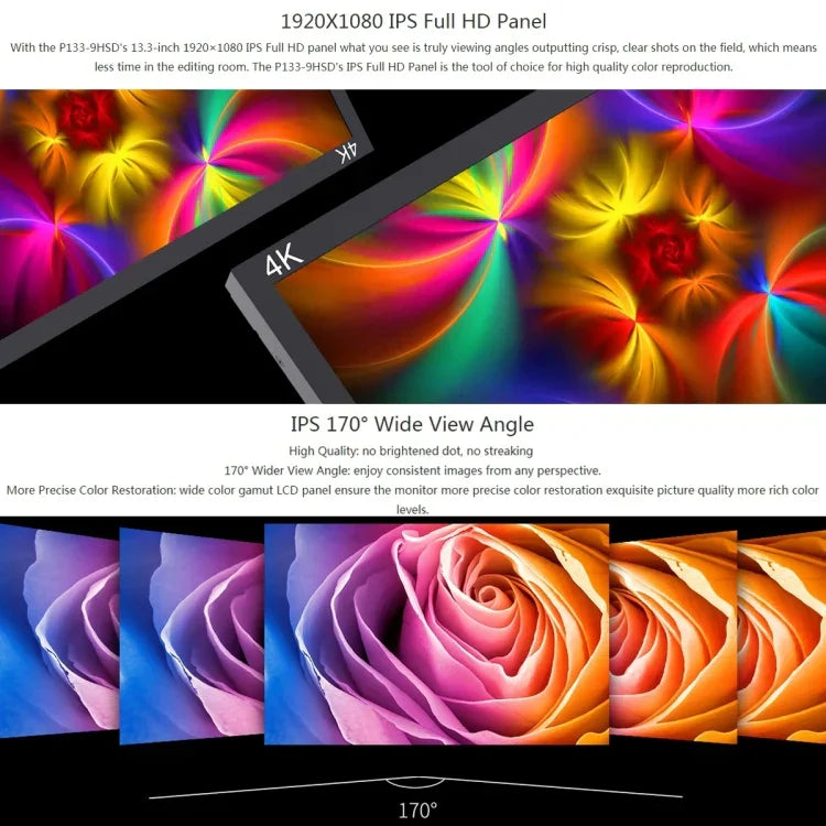 SEETEC P133-9HSD 1920x1080 13.3インチ放送レベルフルHDメディアフィルムカメラフィールドモニター、P133-9HSD