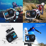 GoPro HERO10 Black / HERO9 Black用バックル付き45m防水ハウジング保護ケース、GoPro HERO9 Black用