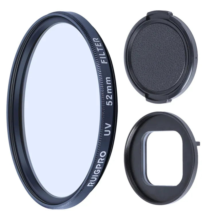 RUIGPRO GoPro HERO10 Black / HERO9 Black用プロフェッショナル52mm UVレンズフィルター フィルターアダプターリング＆レンズキャップ付き