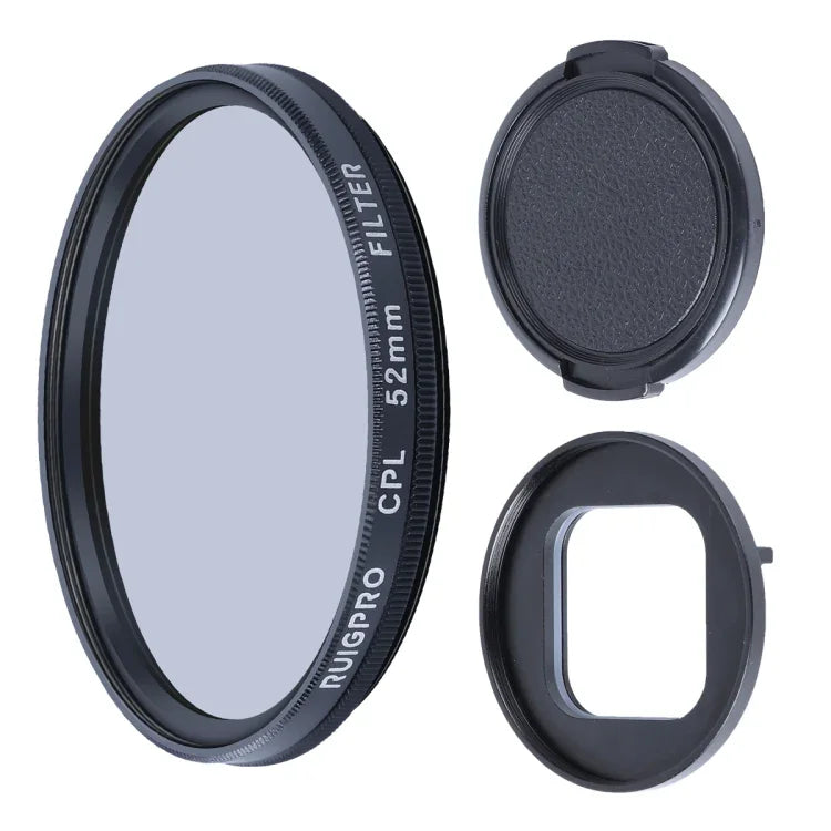 GoPro HERO10 Black / HERO9 Black用RUIGPROプロフェッショナル52mm CPLレンズフィルター、フィルターアダプターリング＆レンズキャップ付き