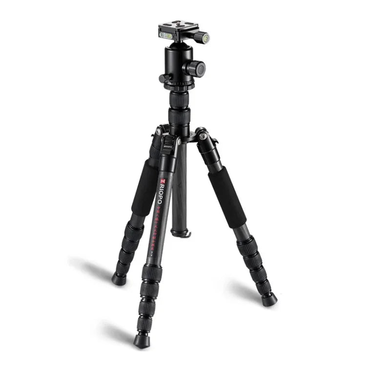 TRIOPO T259G+Q2 調整可能ポータブルカーボンファイバートライポッド Q-2 ボールヘッド付き SLRカメラ用, T259G+Q2
