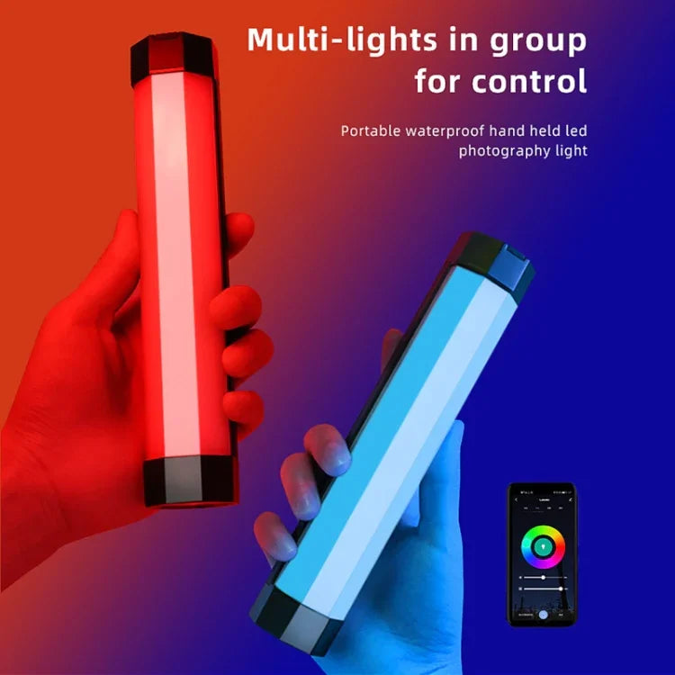 LUXCeO RGB カラフルフォト LEDスティックビデオライト APP制御 調節可能色温度 防水 ハンドヘルド LED フィルライト リモコン付き、P200 RGB