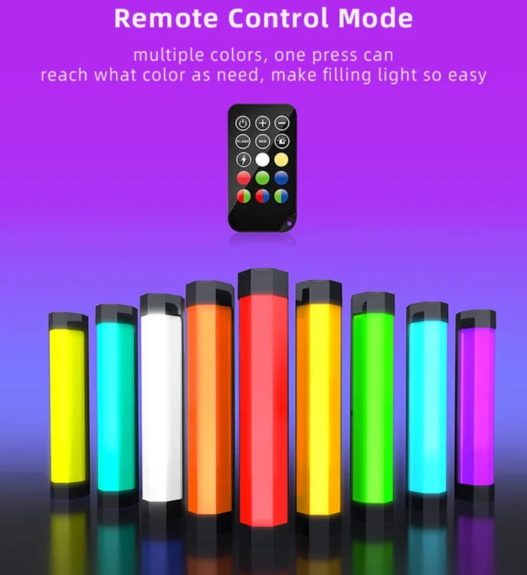 LUXCeO RGB カラフルフォト LEDスティックビデオライト APP制御 調節可能色温度 防水 ハンドヘルド LED フィルライト リモコン付き、P200 RGB