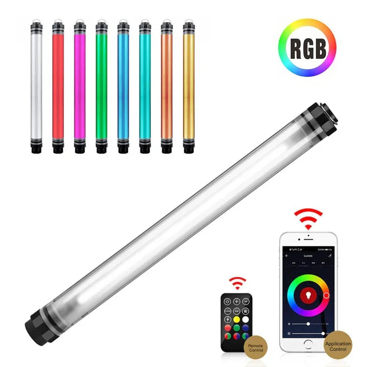 LUXCeO P7RGB Pro カラフルフォト LEDスティックビデオライト APP制御 調節可能色温度 防水 ハンドヘルド LED フィルライト リモコン付き、P7RGB Pro