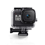 GoPro HERO8 Black用 45m防水ハウジング保護ケース バックル付きベーシックマウント＆ネジ＆フローティングボバ―グリップ＆ストラップ＆防曇インサート, 透明HERO8ケース