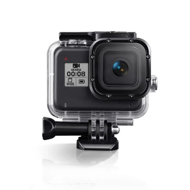 GoPro HERO8 Black用 45m防水ハウジング保護ケース バックル付きベーシックマウント＆ネジ＆（パープル、レッド、ピンク）フィルター＆フローティングボバ―グリップ＆ストラップ＆防曇インサート, ブラックHERO8ケース＋フィルター